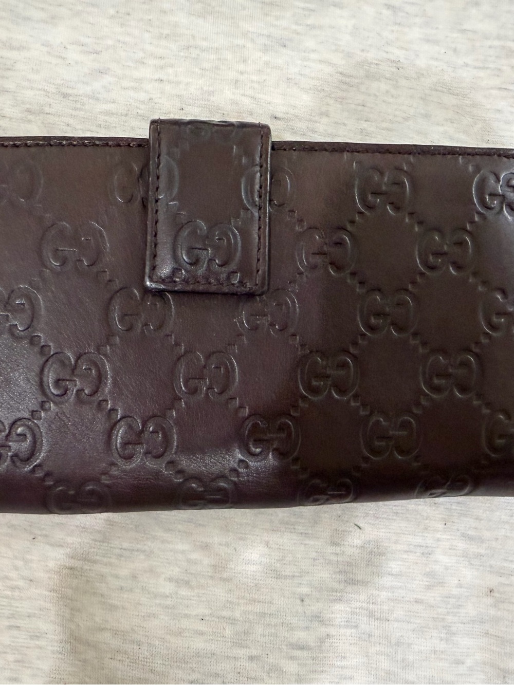 Gucci Dark Brown Embossed GG Leather Card & Key Holder